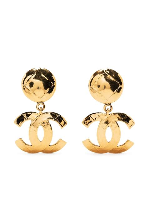 chanel drop round earrings|pre owned chanel earrings.